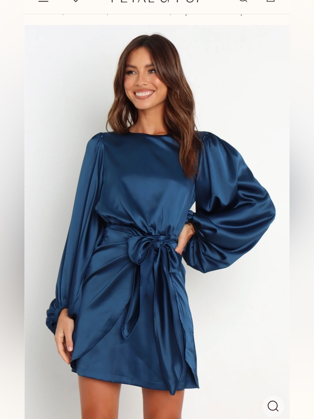 Petal & Pup Satin Navy Blue Wrap Dress